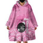 Custom Bowls Australia Breast Cancer Wearable Blanket Hoodie Pink Ribbon Kangaroo Aboriginal Art - Aussie Hoodie