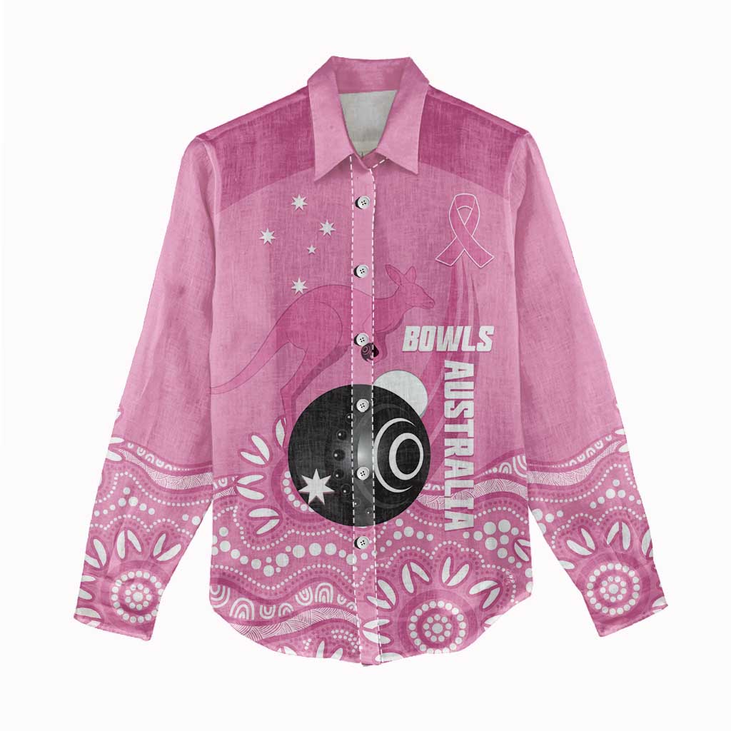Custom Bowls Australia Breast Cancer Women Casual Shirt Pink Ribbon Kangaroo Aboriginal Art - Aussie Hoodie