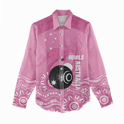Custom Bowls Australia Breast Cancer Women Casual Shirt Pink Ribbon Kangaroo Aboriginal Art - Aussie Hoodie