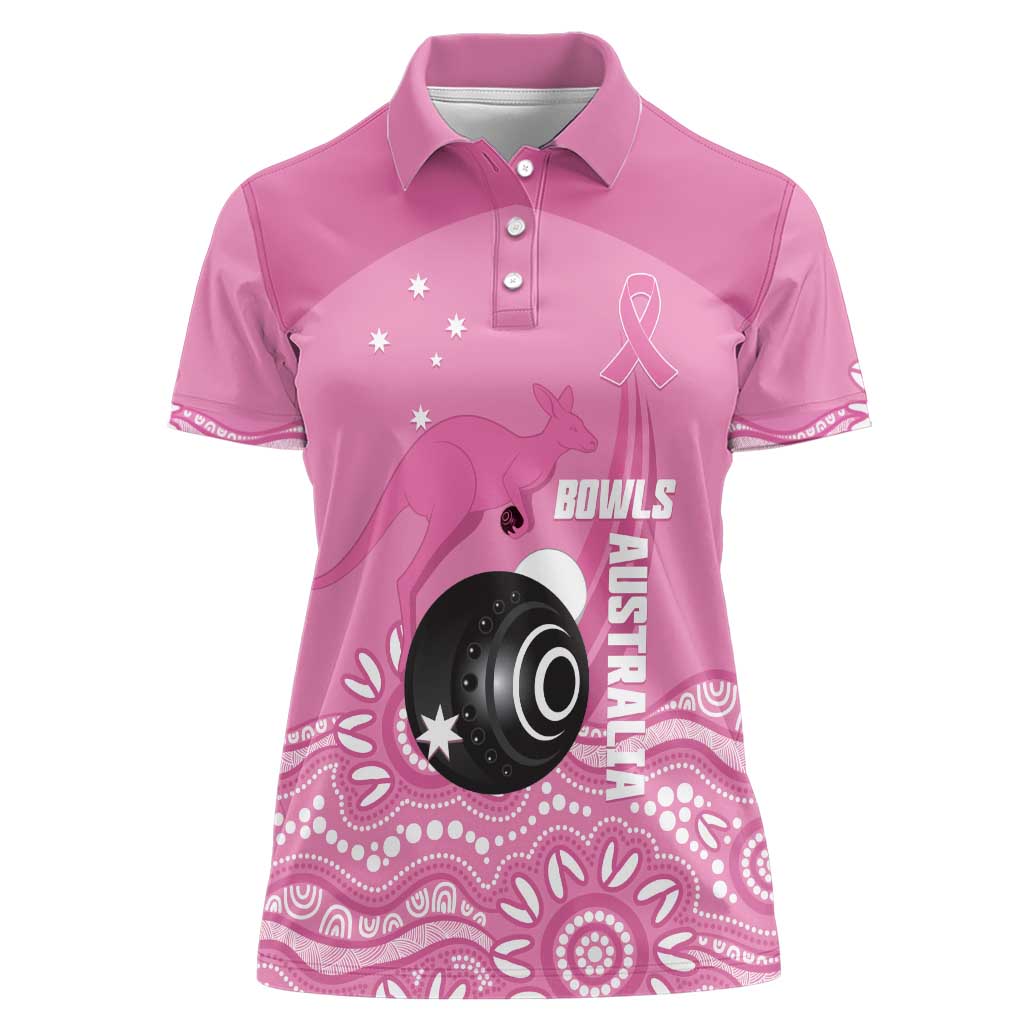 Custom Bowls Australia Breast Cancer Women Polo Shirt Pink Ribbon Kangaroo Aboriginal Art - Aussie Hoodie