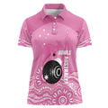 Custom Bowls Australia Breast Cancer Women Polo Shirt Pink Ribbon Kangaroo Aboriginal Art - Aussie Hoodie