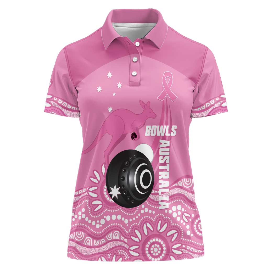 Custom Bowls Australia Breast Cancer Women Polo Shirt Pink Ribbon Kangaroo Aboriginal Art - Aussie Hoodie