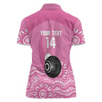 Custom Bowls Australia Breast Cancer Women Polo Shirt Pink Ribbon Kangaroo Aboriginal Art - Aussie Hoodie