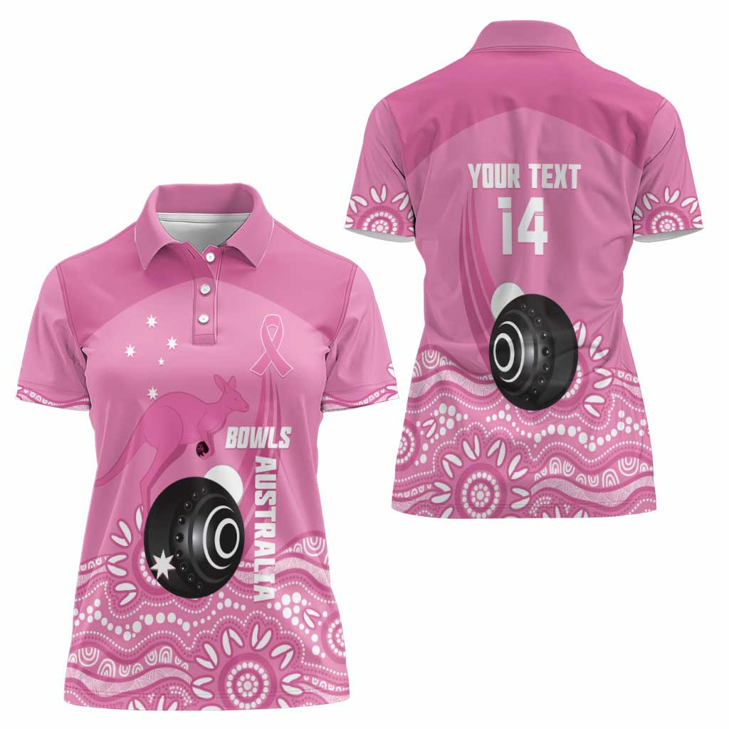 Custom Bowls Australia Breast Cancer Women Polo Shirt Pink Ribbon Kangaroo Aboriginal Art - Aussie Hoodie