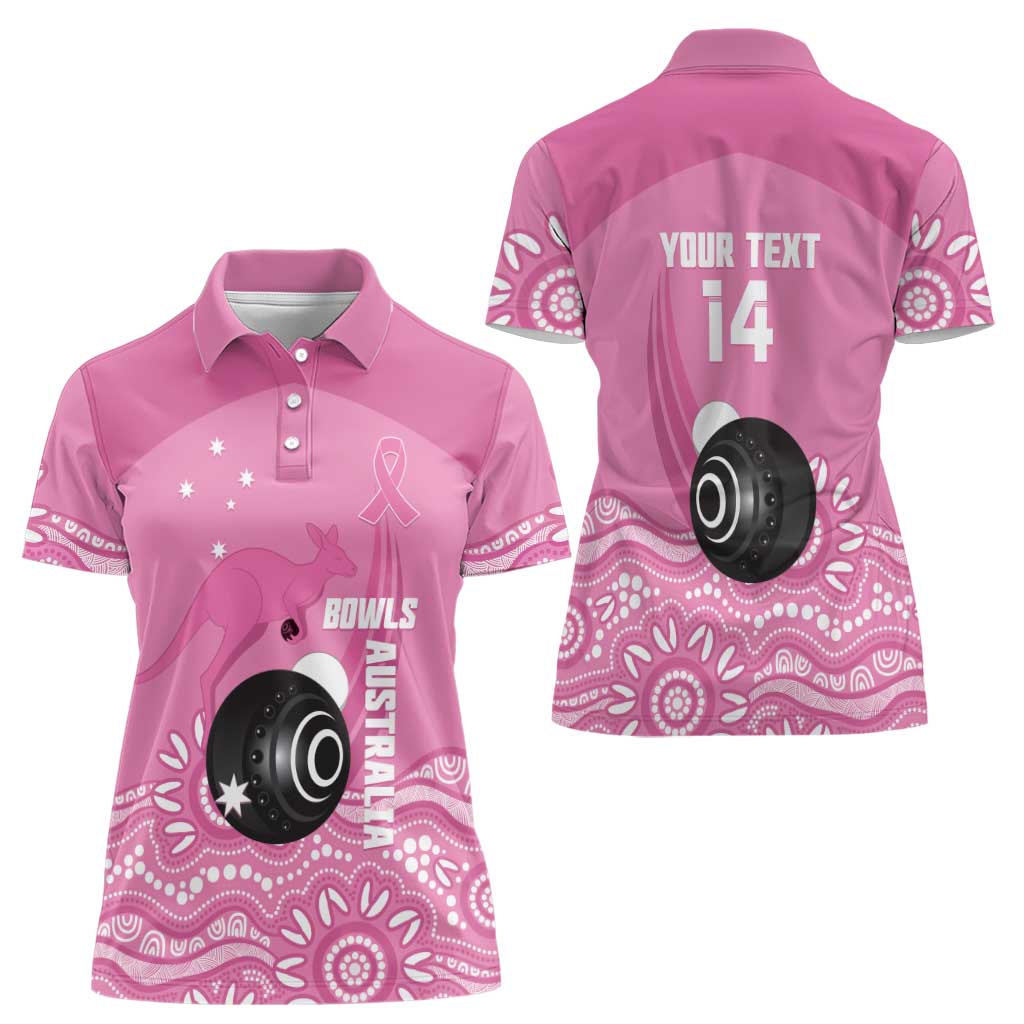 Custom Bowls Australia Breast Cancer Women Polo Shirt Pink Ribbon Kangaroo Aboriginal Art - Aussie Hoodie