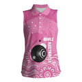 Custom Bowls Australia Breast Cancer Women Sleeveless Polo Shirt Pink Ribbon Kangaroo Aboriginal Art - Aussie Hoodie