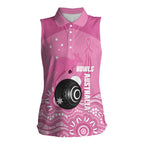Custom Bowls Australia Breast Cancer Women Sleeveless Polo Shirt Pink Ribbon Kangaroo Aboriginal Art - Aussie Hoodie