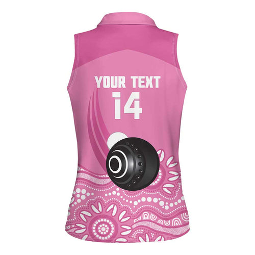 Custom Bowls Australia Breast Cancer Women Sleeveless Polo Shirt Pink Ribbon Kangaroo Aboriginal Art - Aussie Hoodie