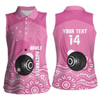Custom Bowls Australia Breast Cancer Women Sleeveless Polo Shirt Pink Ribbon Kangaroo Aboriginal Art - Aussie Hoodie