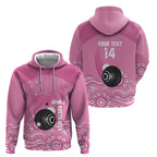 Custom Bowls Australia Breast Cancer Zip Hoodie Pink Ribbon Kangaroo Aboriginal Art - Aussie Hoodie