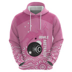 Custom Bowls Australia Breast Cancer Zip Hoodie Pink Ribbon Kangaroo Aboriginal Art - Aussie Hoodie