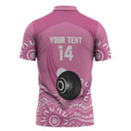 Custom Bowls Australia Breast Cancer Zipper Polo Shirt Pink Ribbon Kangaroo Aboriginal Art - Aussie Hoodie