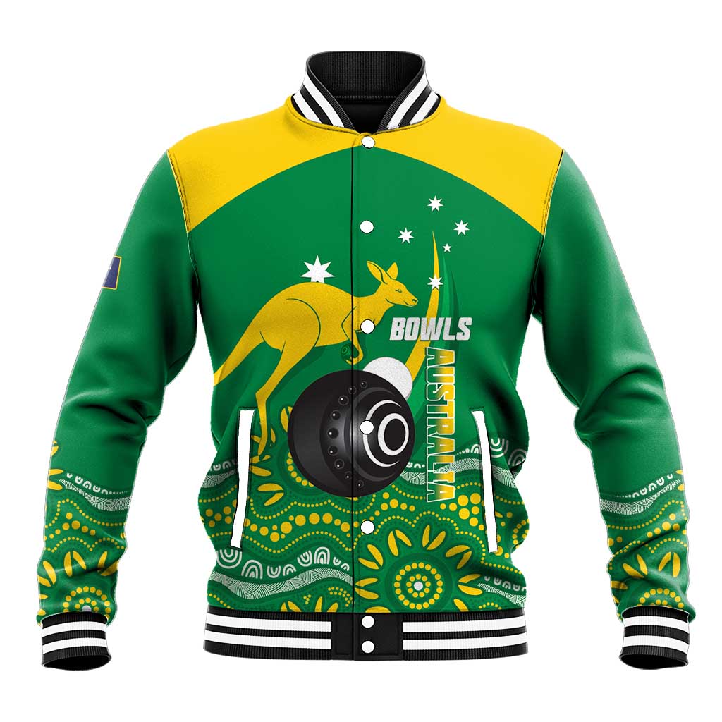 Custom Bowls Australia Baseball Jacket Aussie Kangaroo Aboriginal Art - Aussie Hoodie