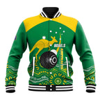 Custom Bowls Australia Baseball Jacket Aussie Kangaroo Aboriginal Art - Aussie Hoodie