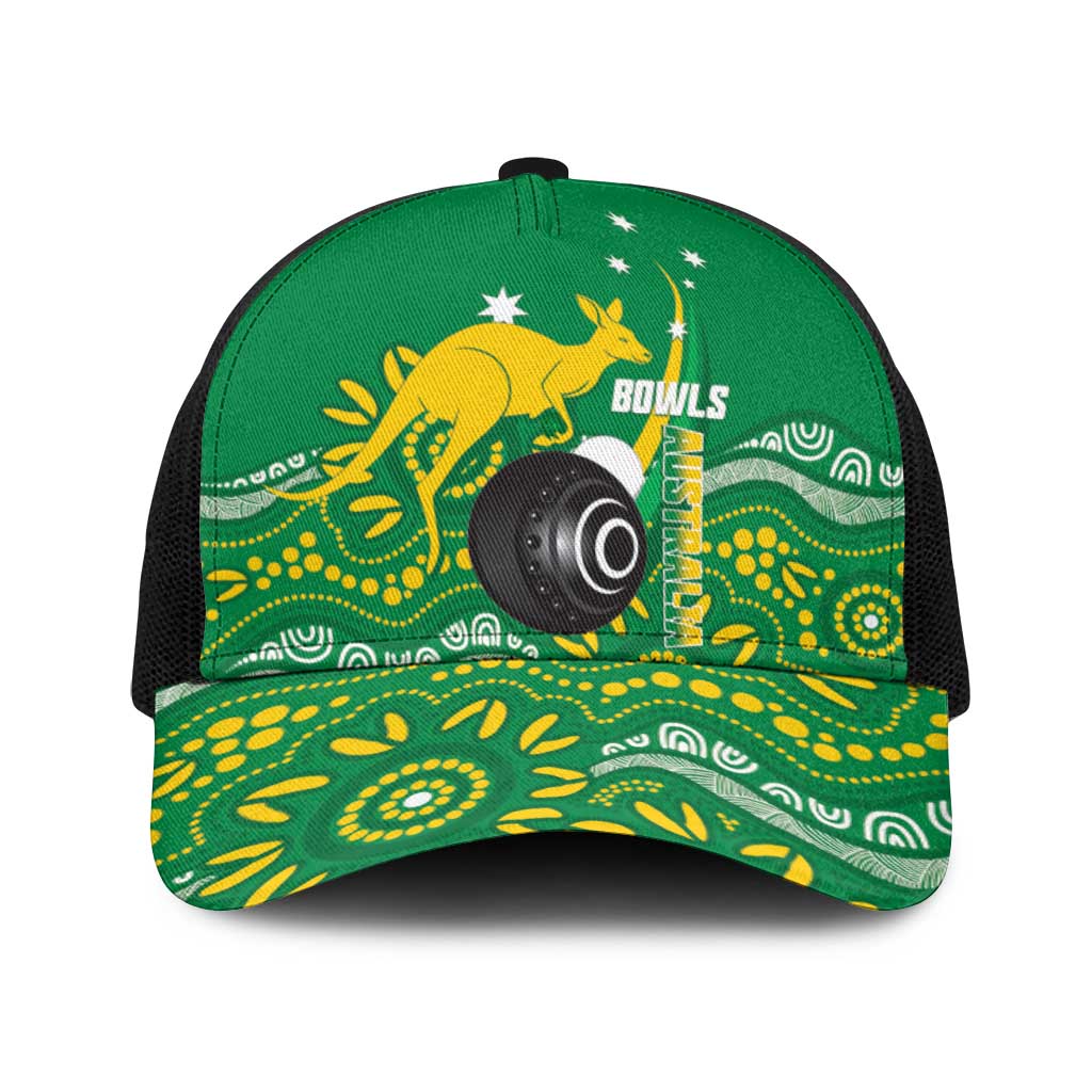 Bowls Australia Baseball Net Cap Aussie Kangaroo Aboriginal Art - Aussie Hoodie