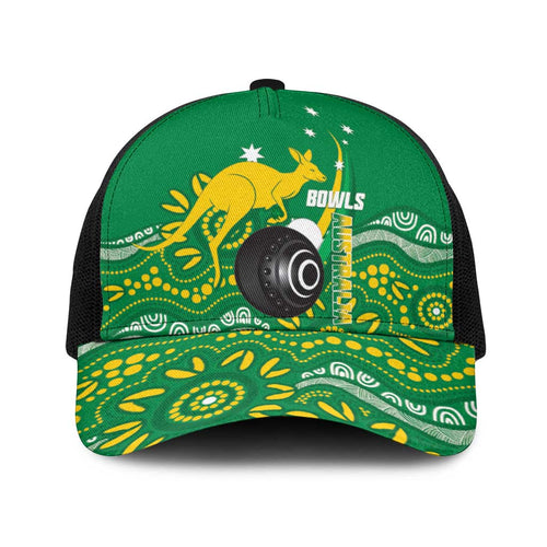 Bowls Australia Baseball Net Cap Aussie Kangaroo Aboriginal Art - Aussie Hoodie