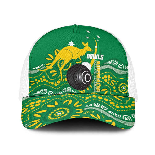 Bowls Australia Baseball Net Cap Aussie Kangaroo Aboriginal Art - Aussie Hoodie