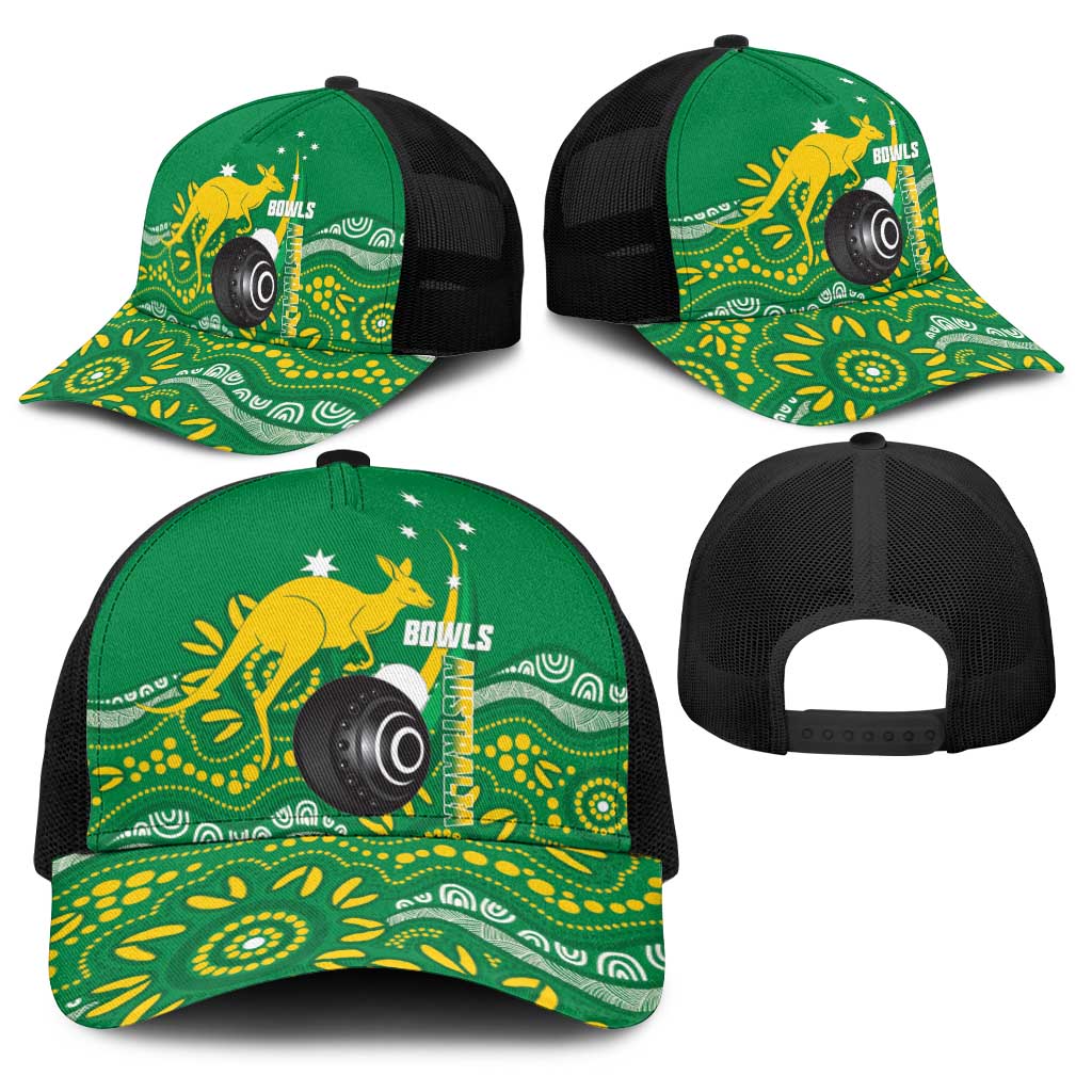 Bowls Australia Baseball Net Cap Aussie Kangaroo Aboriginal Art - Aussie Hoodie