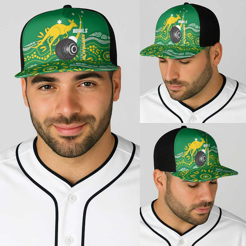 Bowls Australia Baseball Net Cap Aussie Kangaroo Aboriginal Art - Aussie Hoodie
