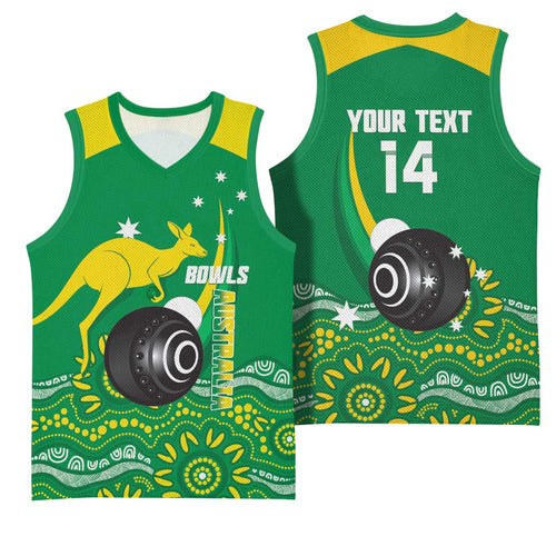 Custom Bowls Australia Basketball Jersey Aussie Kangaroo Aboriginal Art - Aussie Hoodie