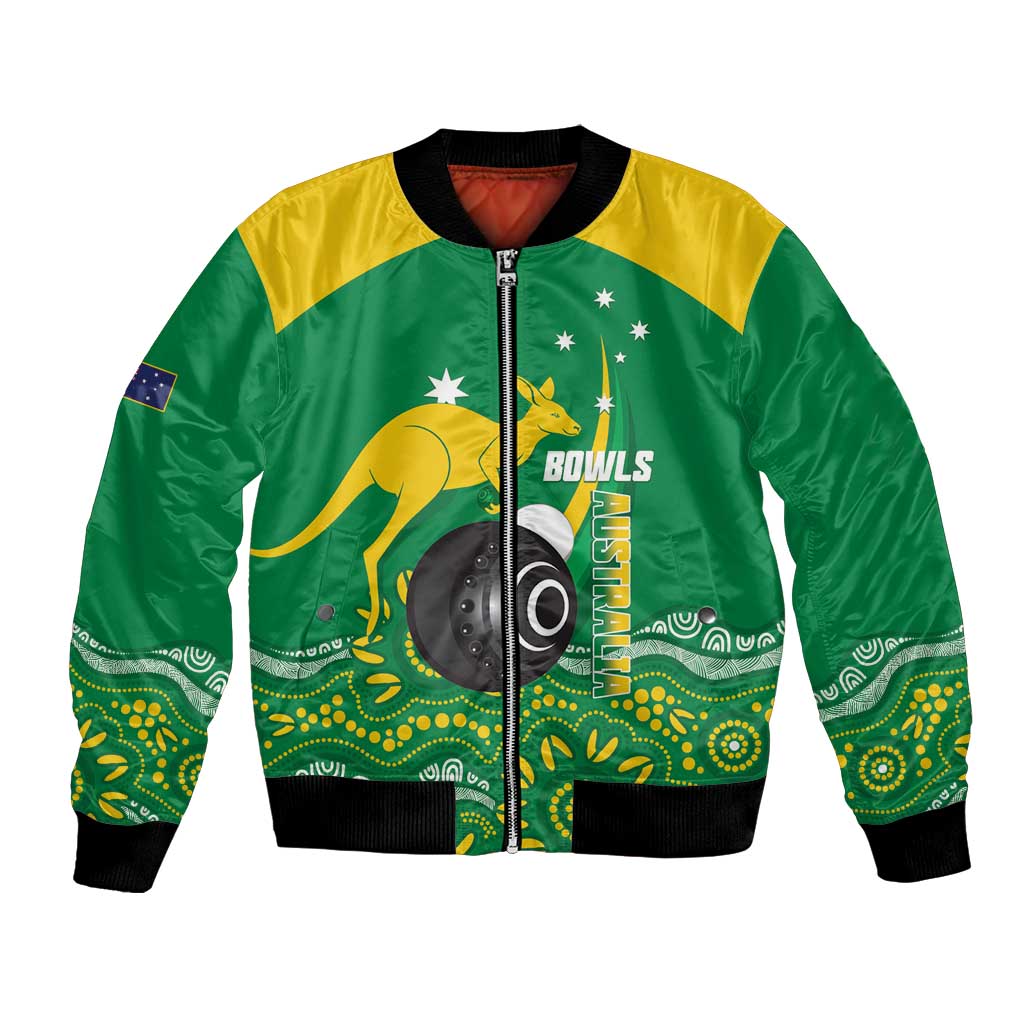 Custom Bowls Australia Bomber Jacket Aussie Kangaroo Aboriginal Art - Aussie Hoodie