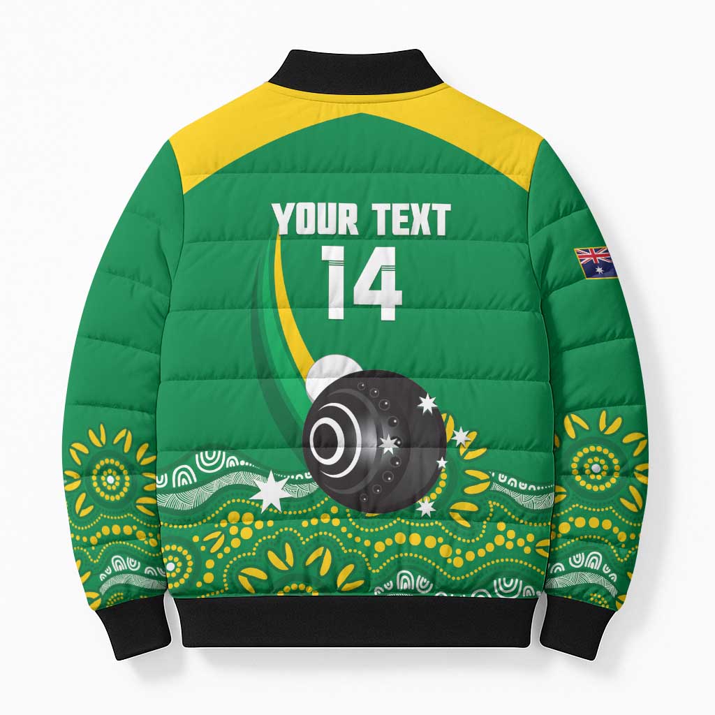 Custom Bowls Australia Bomber Puffer Jacket Aussie Kangaroo Aboriginal Art - Aussie Hoodie
