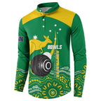 Custom Bowls Australia Button Sweatshirt Aussie Kangaroo Aboriginal Art - Aussie Hoodie