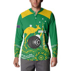 Custom Bowls Australia Button Sweatshirt Aussie Kangaroo Aboriginal Art - Aussie Hoodie