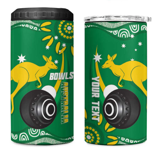 Custom Bowls Australia 4 in 1 Can Cooler Tumbler Aussie Kangaroo Aboriginal Art - Aussie Hoodie