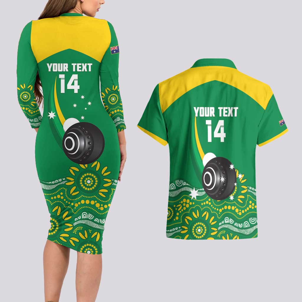 Custom Bowls Australia Couples Matching Long Sleeve Bodycon Dress and Hawaiian Shirt Aussie Kangaroo Aboriginal Art - Aussie Hoodie