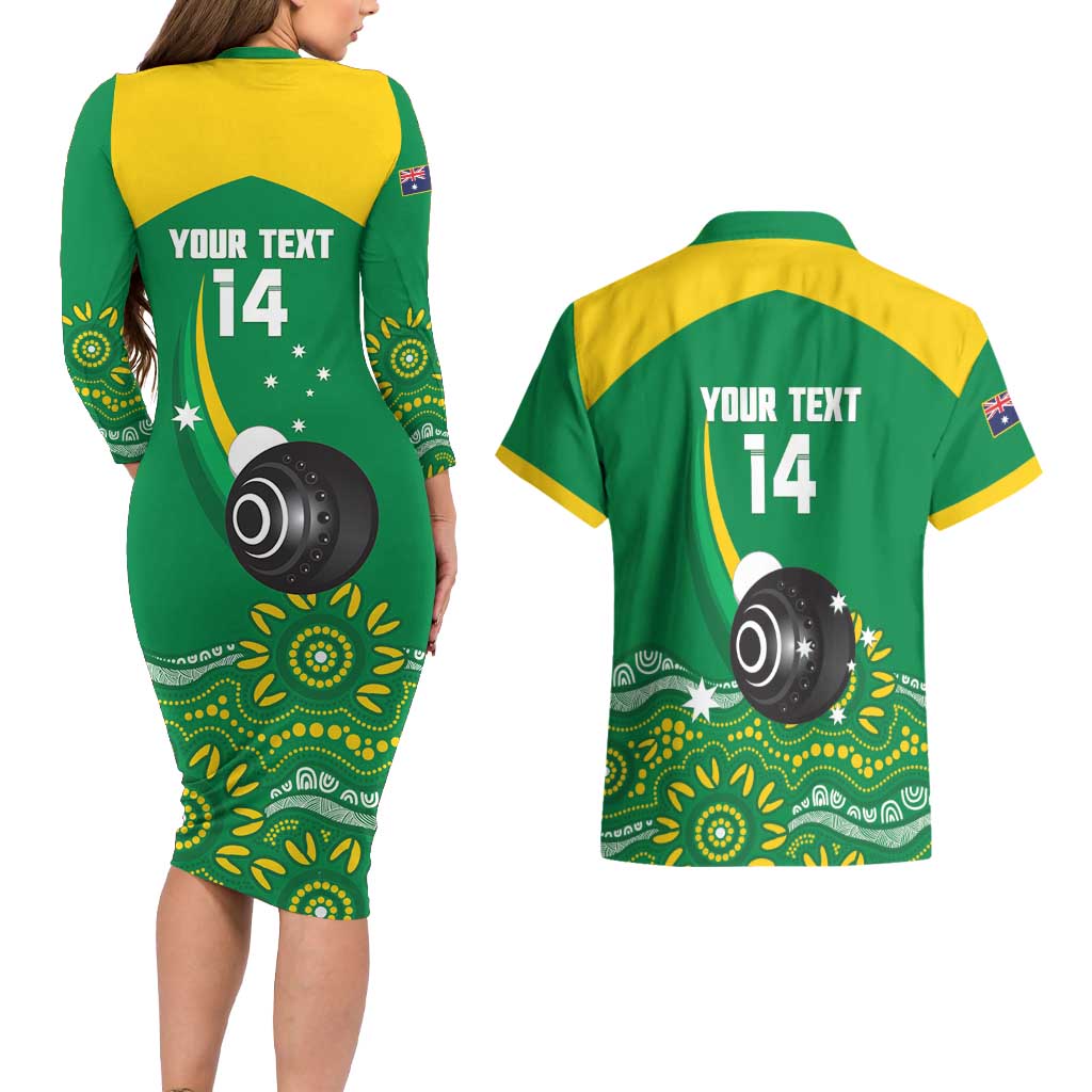 Custom Bowls Australia Couples Matching Long Sleeve Bodycon Dress and Hawaiian Shirt Aussie Kangaroo Aboriginal Art - Aussie Hoodie