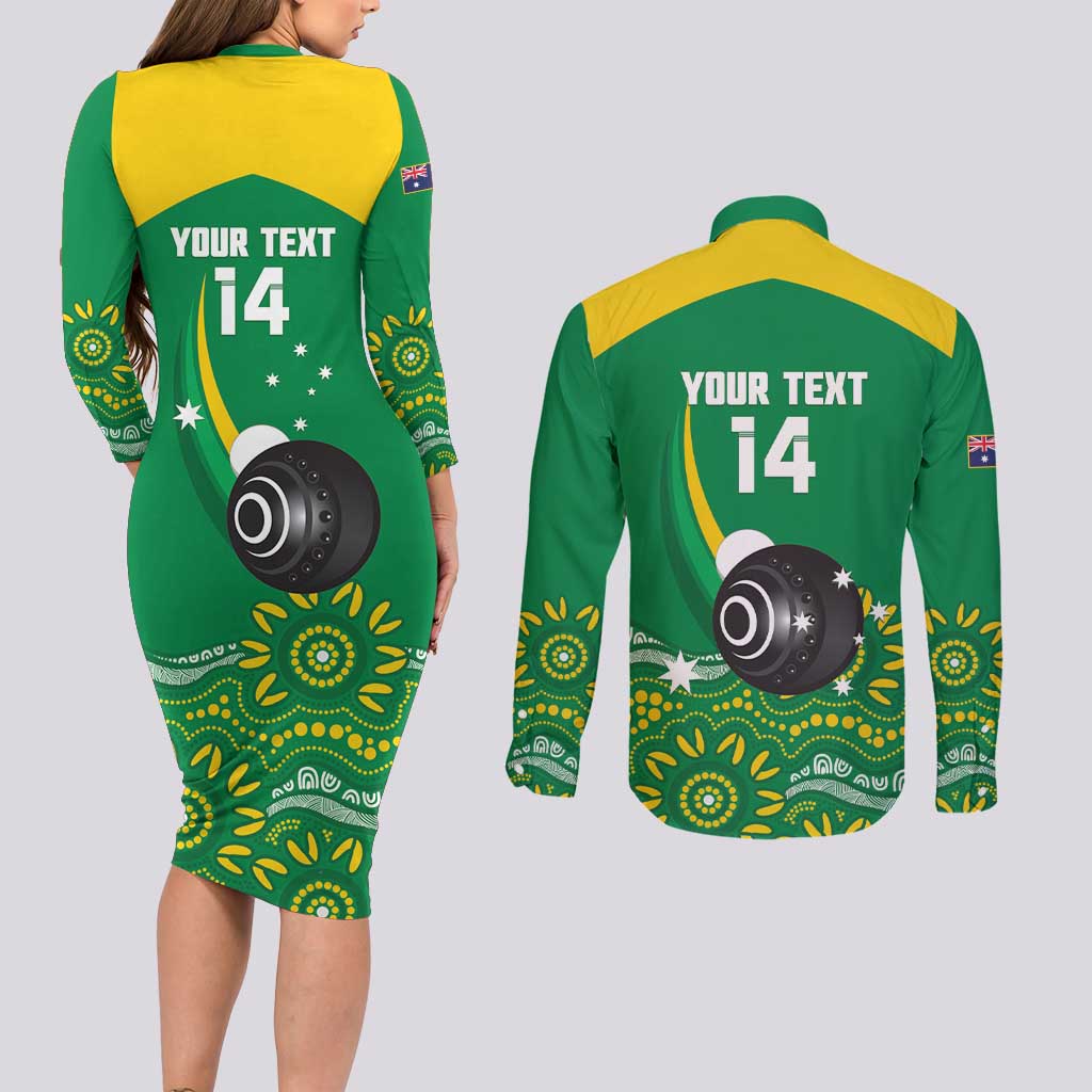 Custom Bowls Australia Couples Matching Long Sleeve Bodycon Dress and Long Sleeve Button Shirt Aussie Kangaroo Aboriginal Art - Aussie Hoodie