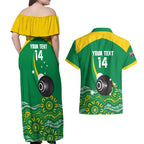Custom Bowls Australia Couples Matching Off Shoulder Maxi Dress and Hawaiian Shirt Aussie Kangaroo Aboriginal Art - Aussie Hoodie