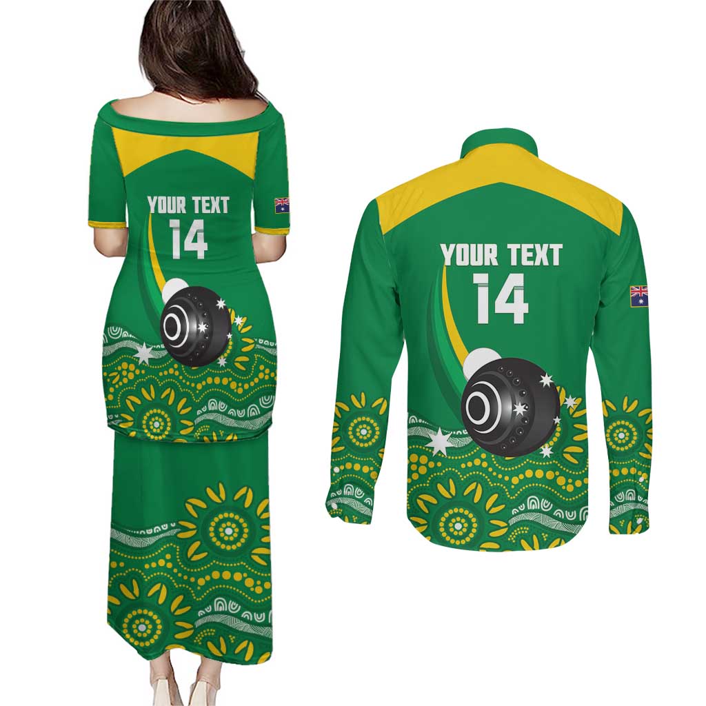 Custom Bowls Australia Couples Matching Puletasi and Long Sleeve Button Shirt Aussie Kangaroo Aboriginal Art - Aussie Hoodie