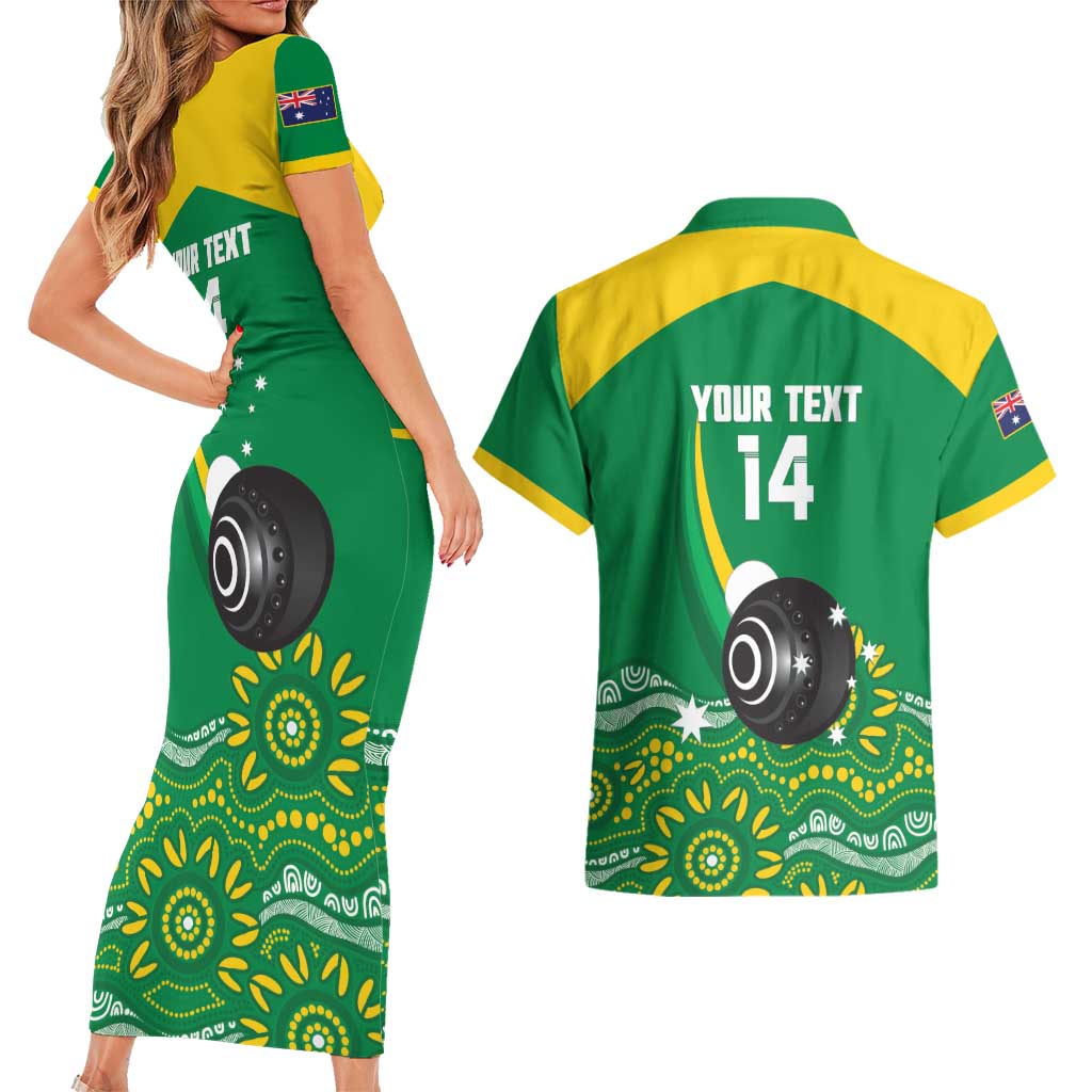 Custom Bowls Australia Couples Matching Short Sleeve Bodycon Dress and Hawaiian Shirt Aussie Kangaroo Aboriginal Art - Aussie Hoodie