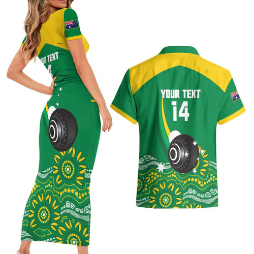 Custom Bowls Australia Couples Matching Short Sleeve Bodycon Dress and Hawaiian Shirt Aussie Kangaroo Aboriginal Art - Aussie Hoodie