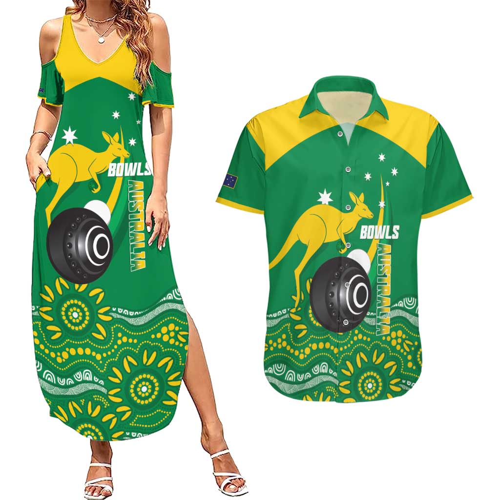 Custom Bowls Australia Couples Matching Summer Maxi Dress and Hawaiian Shirt Aussie Kangaroo Aboriginal Art - Aussie Hoodie