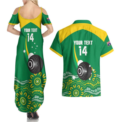 Custom Bowls Australia Couples Matching Summer Maxi Dress and Hawaiian Shirt Aussie Kangaroo Aboriginal Art - Aussie Hoodie