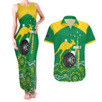 Custom Bowls Australia Couples Matching Tank Maxi Dress and Hawaiian Shirt Aussie Kangaroo Aboriginal Art - Aussie Hoodie