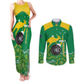 Custom Bowls Australia Couples Matching Tank Maxi Dress and Long Sleeve Button Shirt Aussie Kangaroo Aboriginal Art - Aussie Hoodie