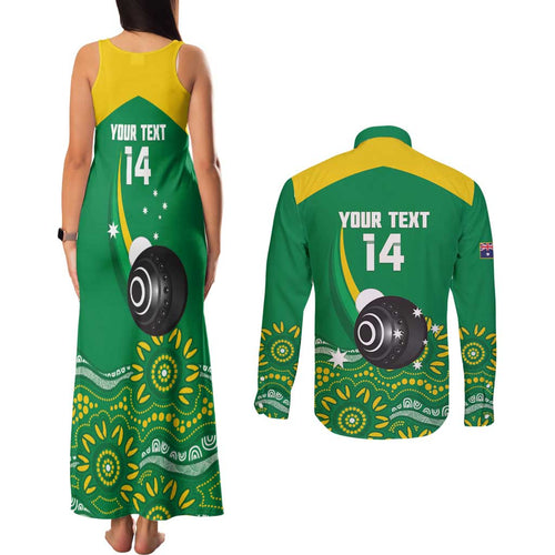 Custom Bowls Australia Couples Matching Tank Maxi Dress and Long Sleeve Button Shirt Aussie Kangaroo Aboriginal Art - Aussie Hoodie