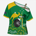 Custom Bowls Australia Cross Shoulder Shirt Aussie Kangaroo Aboriginal Art - Aussie Hoodie