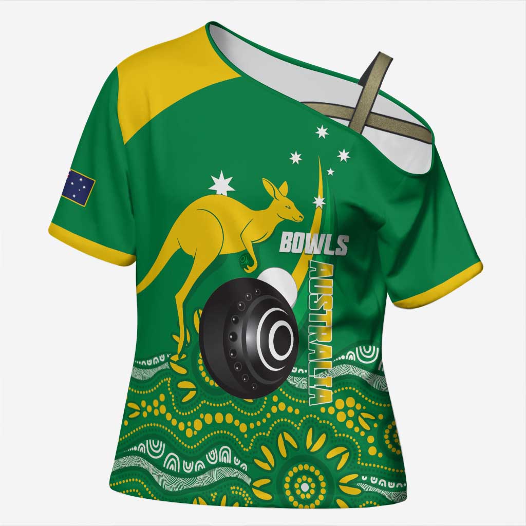 Custom Bowls Australia Cross Shoulder Shirt Aussie Kangaroo Aboriginal Art - Aussie Hoodie