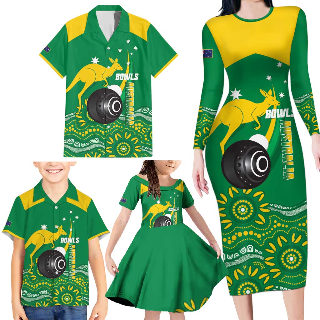 Custom Bowls Australia Family Matching Long Sleeve Bodycon Dress and Hawaiian Shirt Aussie Kangaroo Aboriginal Art - Aussie Hoodie