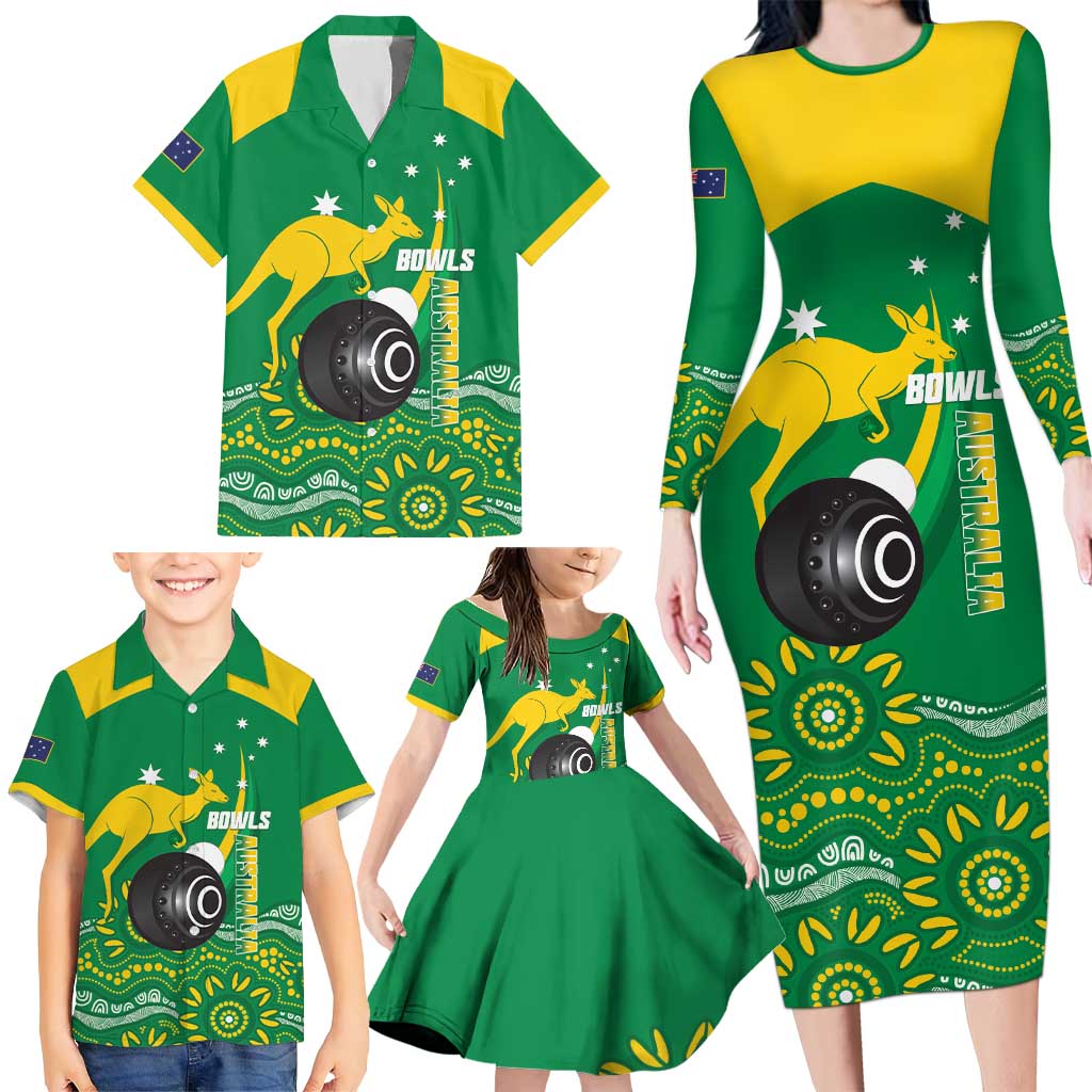 Custom Bowls Australia Family Matching Long Sleeve Bodycon Dress and Hawaiian Shirt Aussie Kangaroo Aboriginal Art - Aussie Hoodie