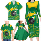 Custom Bowls Australia Family Matching Long Sleeve Bodycon Dress and Hawaiian Shirt Aussie Kangaroo Aboriginal Art - Aussie Hoodie