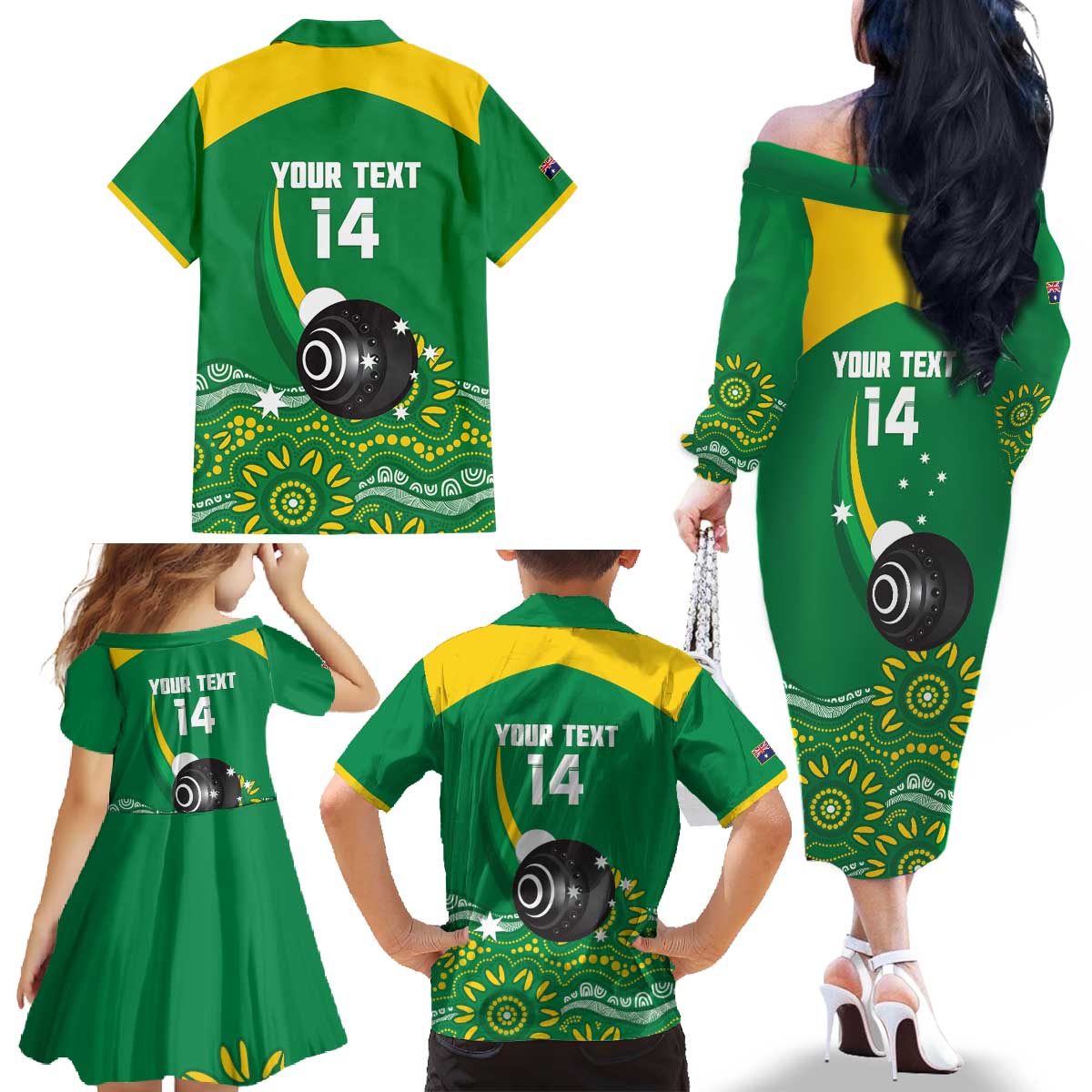 Custom Bowls Australia Family Matching Off The Shoulder Long Sleeve Dress and Hawaiian Shirt Aussie Kangaroo Aboriginal Art - Aussie Hoodie