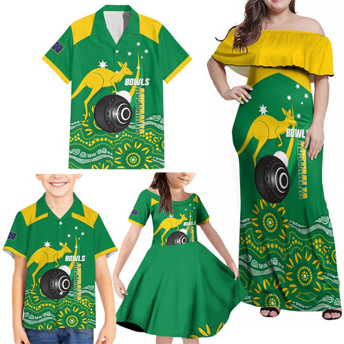 Custom Bowls Australia Family Matching Off Shoulder Maxi Dress and Hawaiian Shirt Aussie Kangaroo Aboriginal Art - Aussie Hoodie