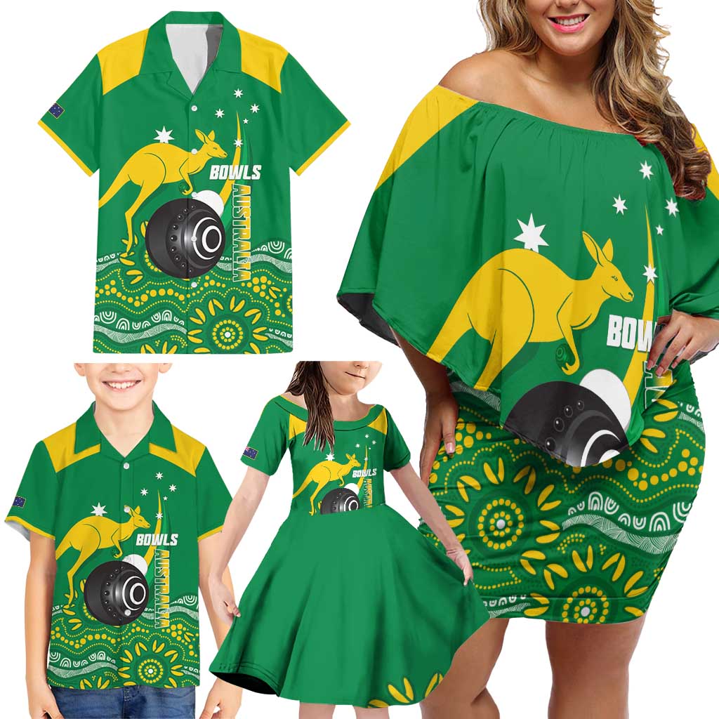 Custom Bowls Australia Family Matching Off Shoulder Short Dress and Hawaiian Shirt Aussie Kangaroo Aboriginal Art - Aussie Hoodie