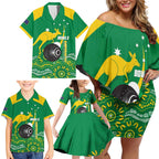 Custom Bowls Australia Family Matching Off Shoulder Short Dress and Hawaiian Shirt Aussie Kangaroo Aboriginal Art - Aussie Hoodie
